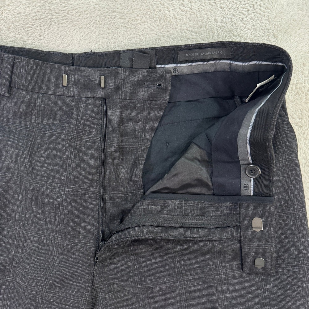 Banana Republic Mens 34x32 Suit Pants Charcoal Gray Plaid Flat Front Wool EUC - Picture 4 of 12